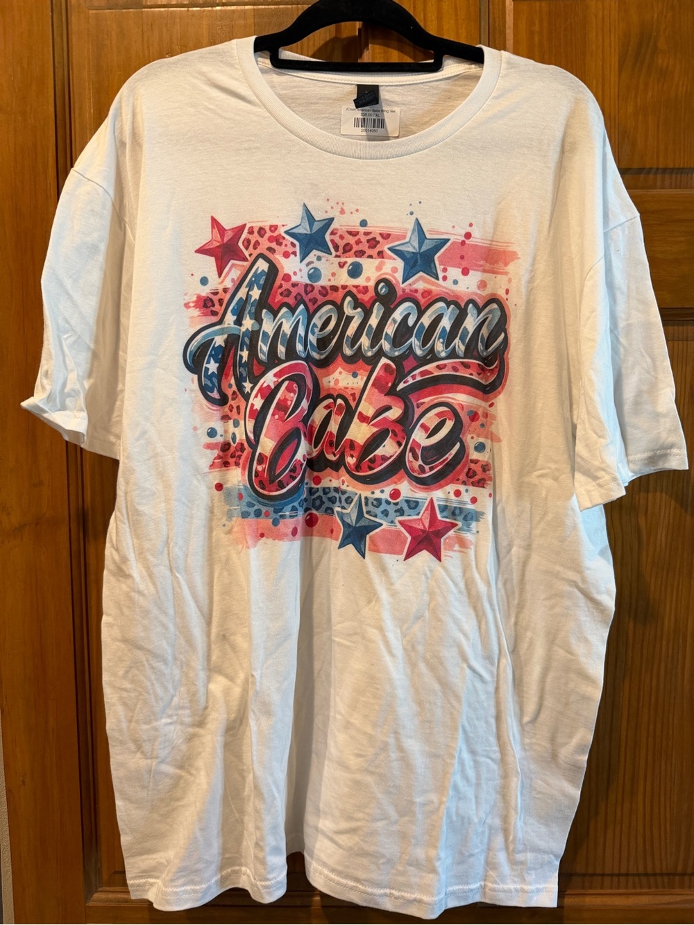 NWT! Jcoons Sz xl White 'American Babe' Graphic Tee with Stars
